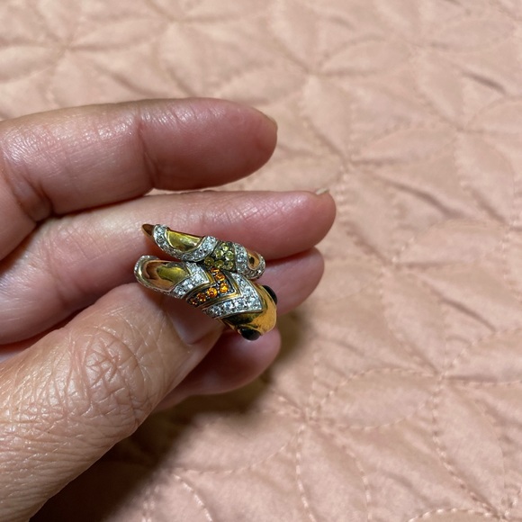 Sterling Silver bejeweled & gilded snake ring - Picture 5 of 13